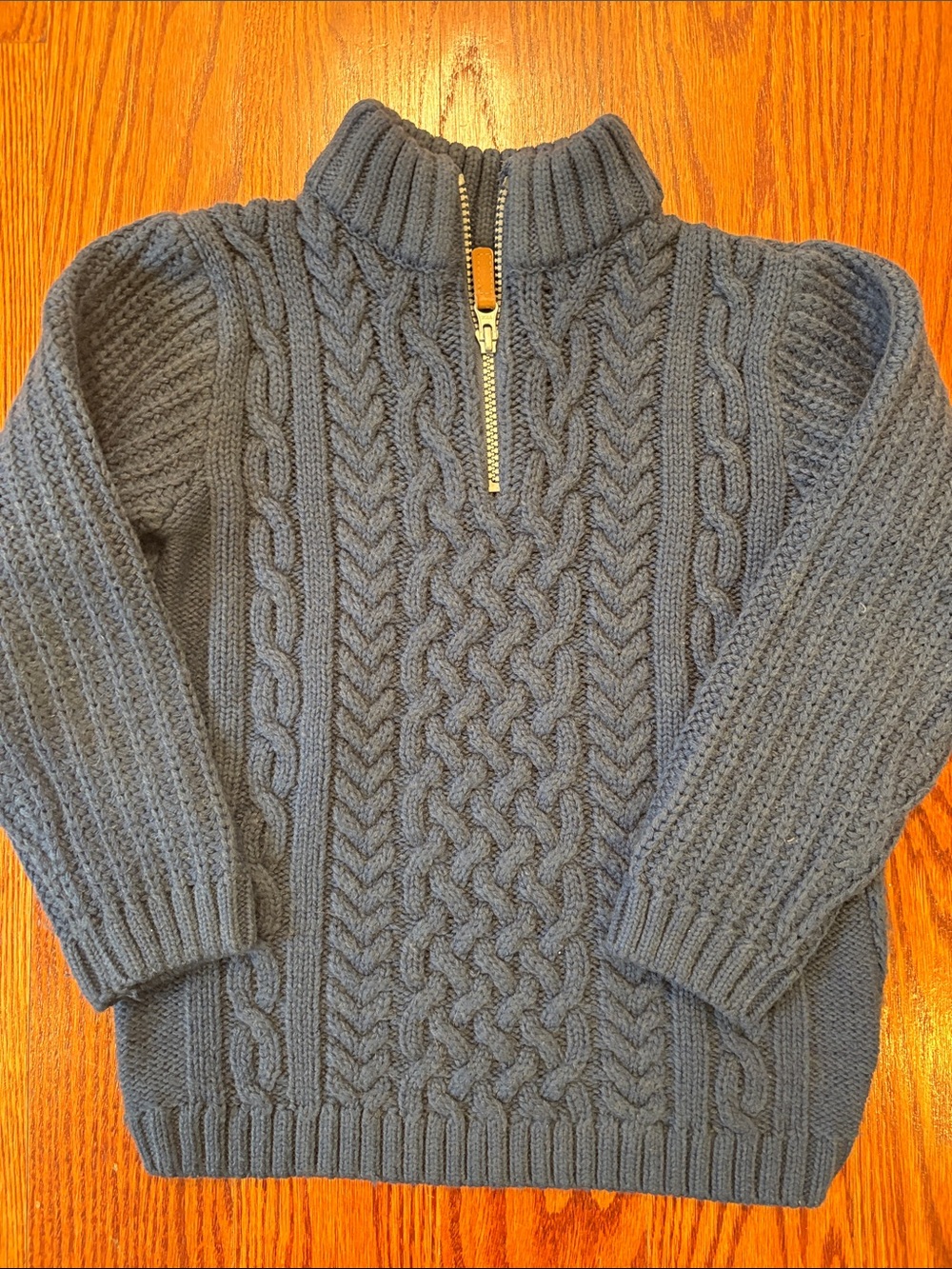 Next Boys Chunky Cable-Knit Half-Zip Sweater in Blue size 6-7 years